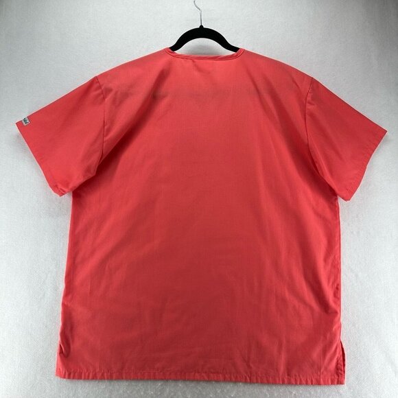UA Scrubs Top Mens Size L V-Neck Short Sleeve Medical Uniform Melon Orange - Picture 2 of 10